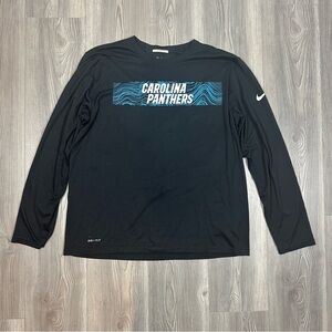 Nike Carolina Panthers Dri-Fit Long Sleeve Shirt Size XL Black Blue NFL Football